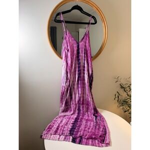 Lovestitch Maxi Dress Women M/L Purple Like New Tie Dye Boho Spaghetti Strap